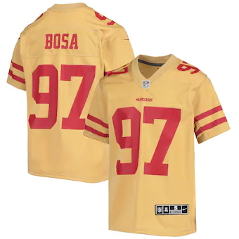youth nike nick bosa gold san francisco 49ers inverted team